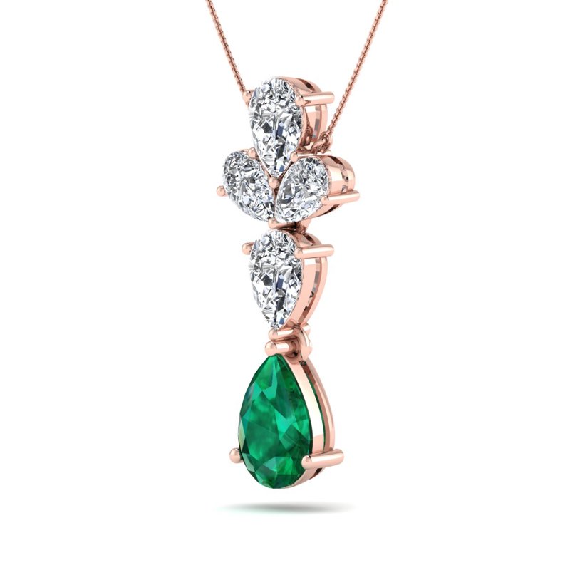 Rose Gold Pacific Emerald Diamond Pendant