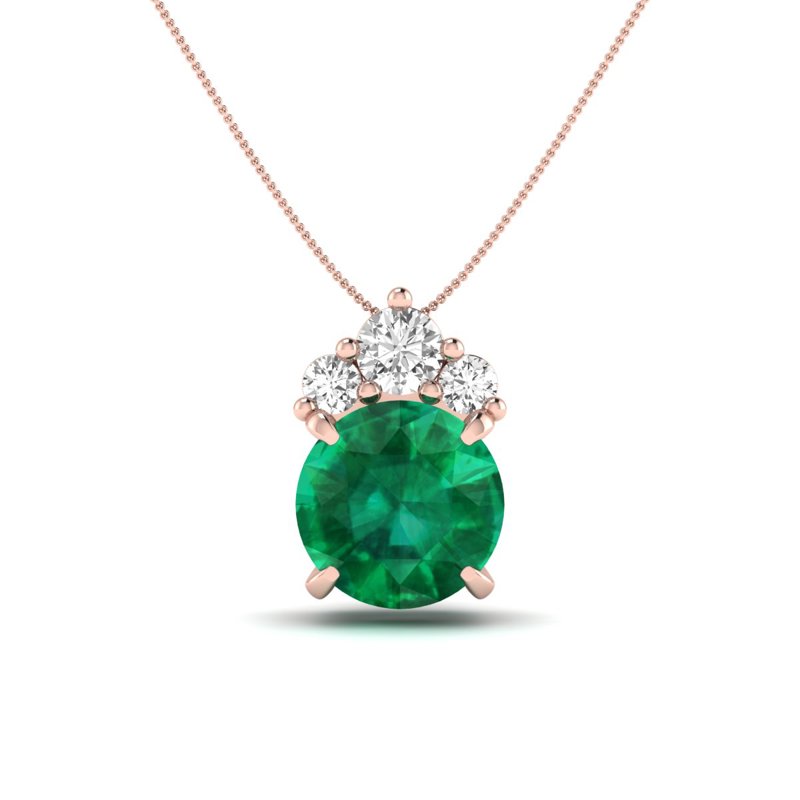 Rose Gold Floating Emerald & Diamond Necklace