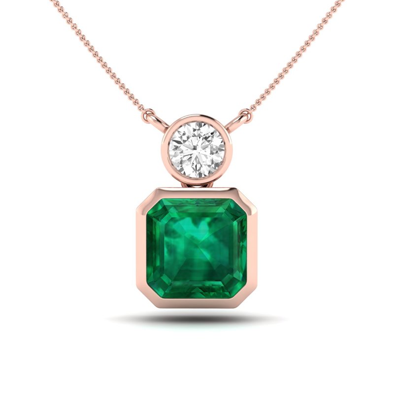 Rose Gold Reyna Asscher Emerald Pendant