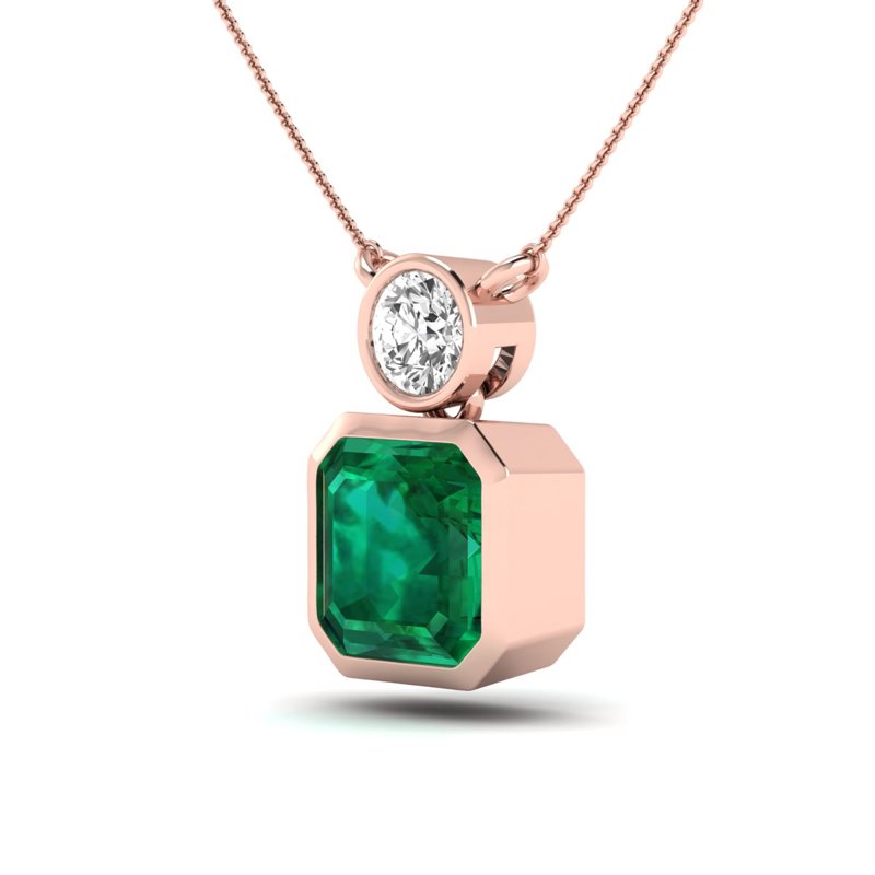 Rose Gold Reyna Asscher Emerald Pendant