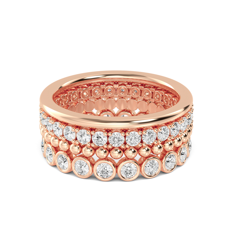 Rose Gold Lab Grown Diamond Bijou Ring Stack (1-1/2ctw)