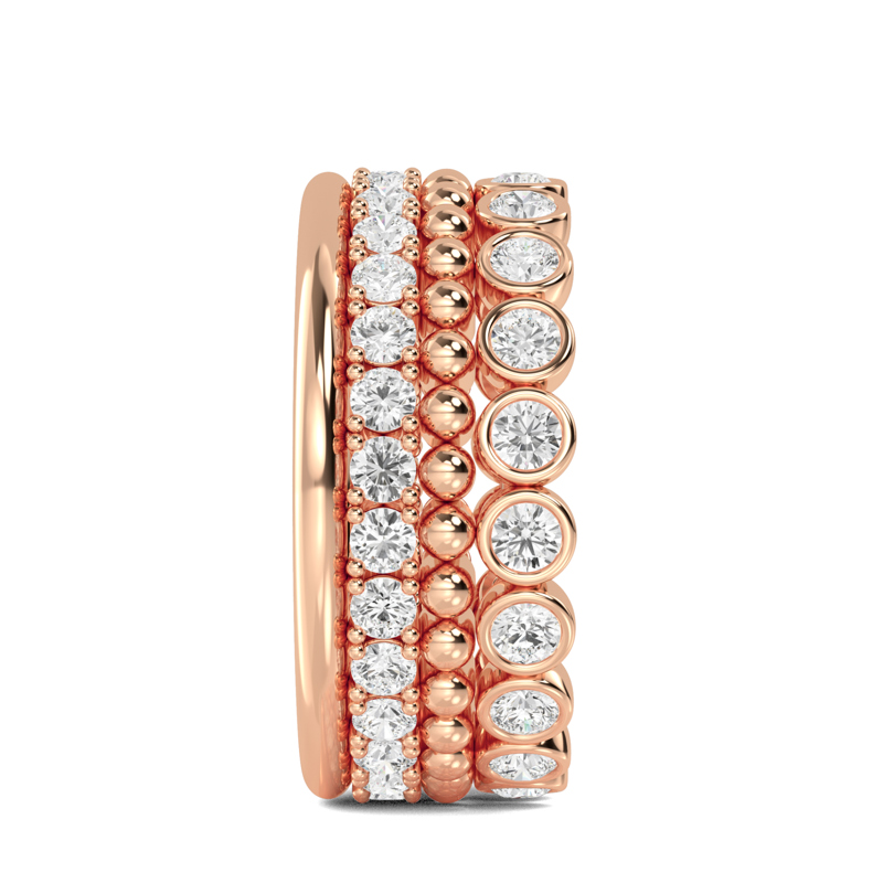 Rose Gold Lab Grown Diamond Bijou Ring Stack (1-1/2ctw)