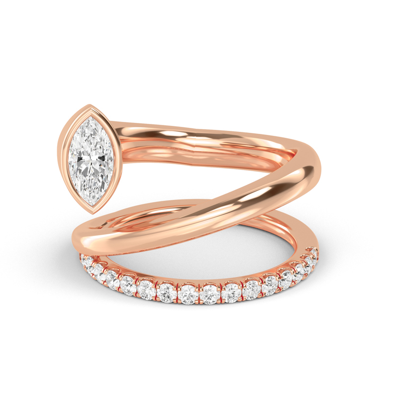Rose Gold Bold Marquise Lab Grown Diamond Fashion Ring (3/4ctw)