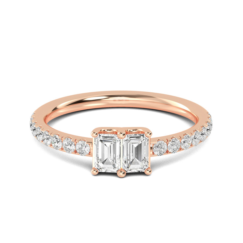 Rose Gold Lab Grown Diamond Duet Emerald (5/8ctw)