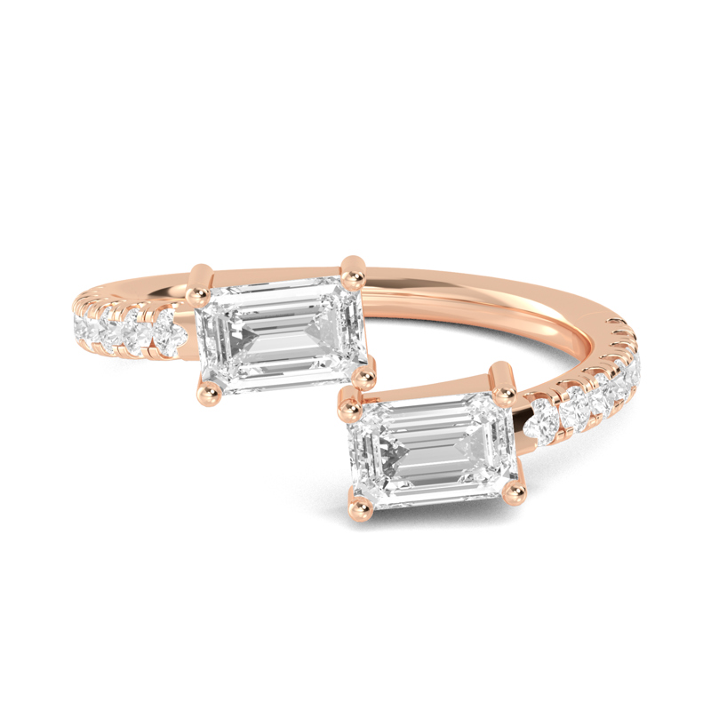 Rose Gold Lab Grown Diamond Duet Emerald Twist (1ctw)
