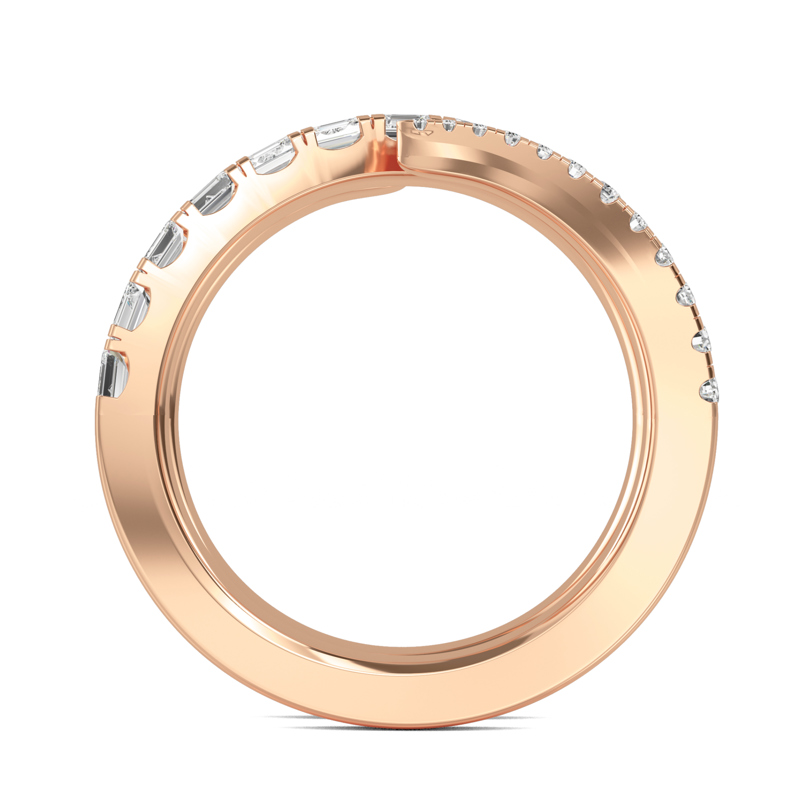 Rose Gold Ines Baguette Round Open Lab Grown Diamond Ring (9/10ctw)