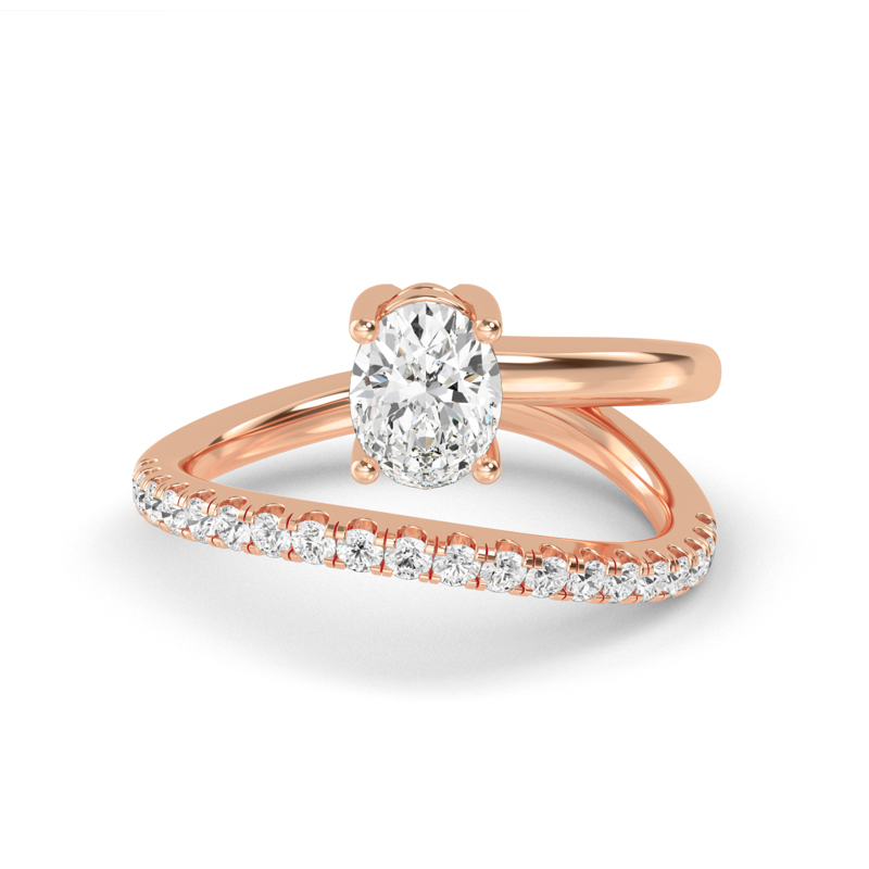 Rose Gold Khai Oval Open Lab Grown Diamond Ring (1ctw)