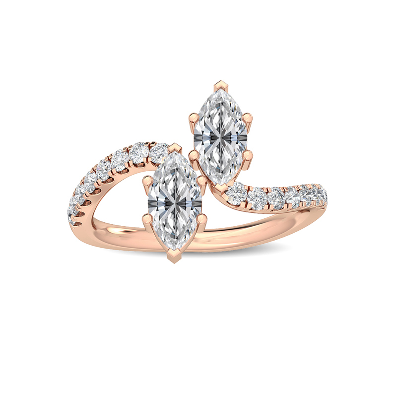 Rose Gold Lea Marquise Open Lab Grown Diamond Ring (1 1/10ctw)
