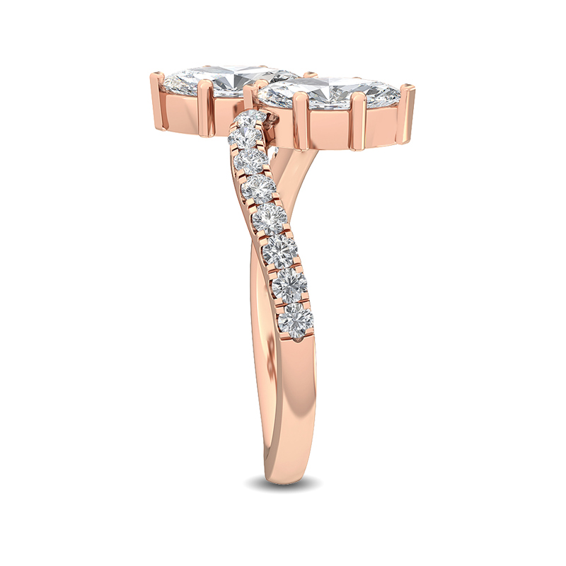 Rose Gold Lea Marquise Open Lab Grown Diamond Ring (1 1/10ctw)