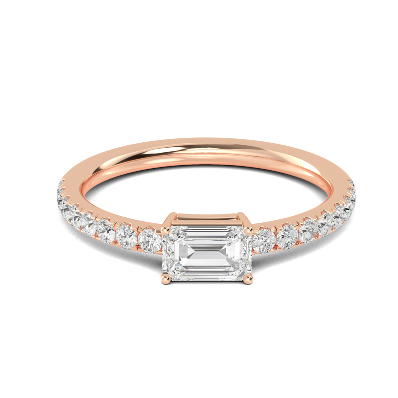 Rose Gold Lab Grown Diamond Melba Emerald (3/4ctw)