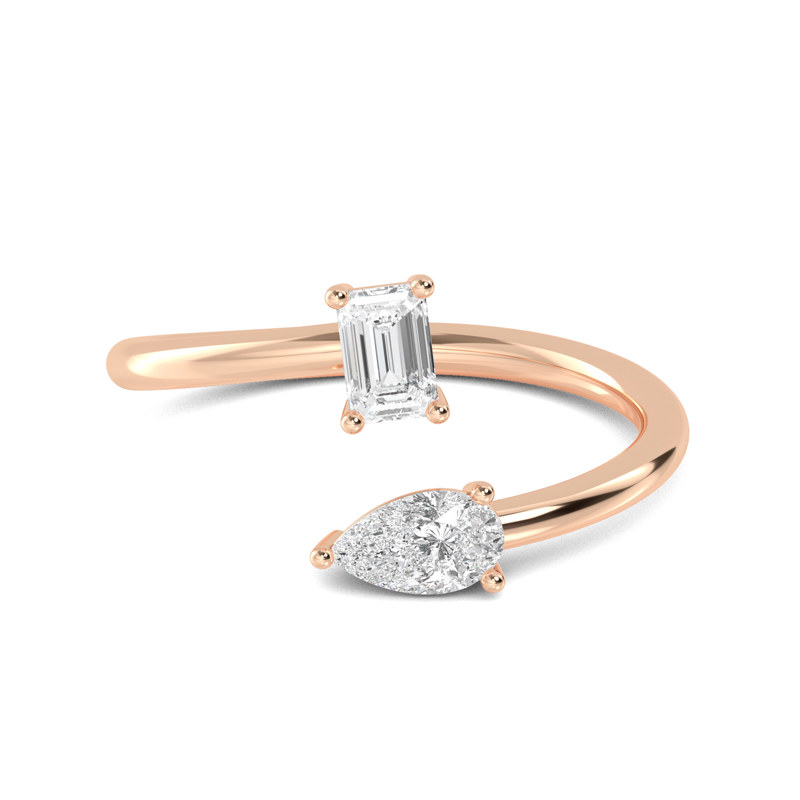 Rose Gold Lab Grown Diamond Petite Open Toi Et Moi (1/2ctw)
