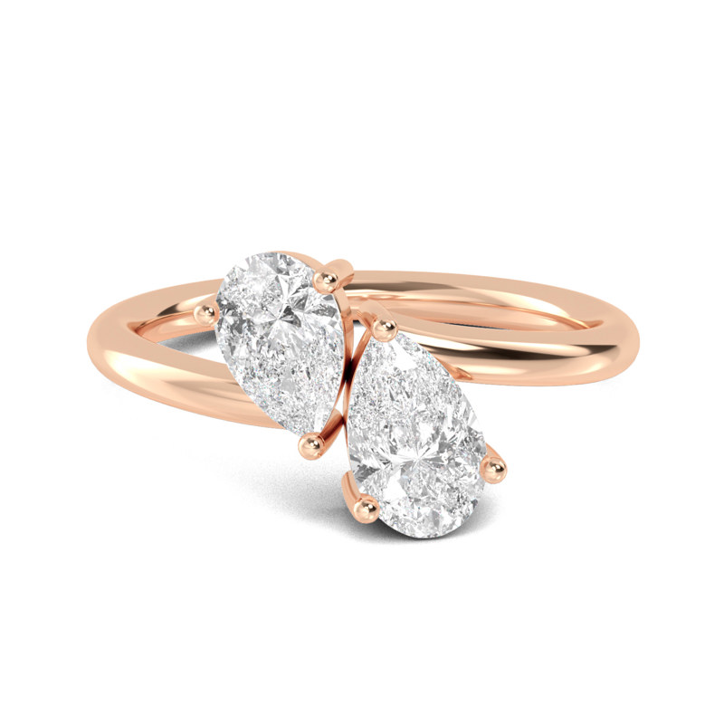 Rose Gold Lab Grown Diamond Simple Two Pear (1ctw)
