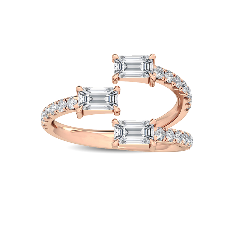 Rose Gold Sonja Emerald Open Lab Grown Diamond Ring (1-1/5ctw)