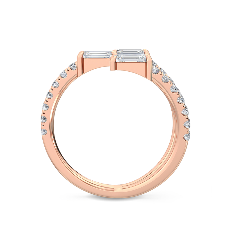 Rose Gold Sonja Emerald Open Lab Grown Diamond Ring (1-1/5ctw)