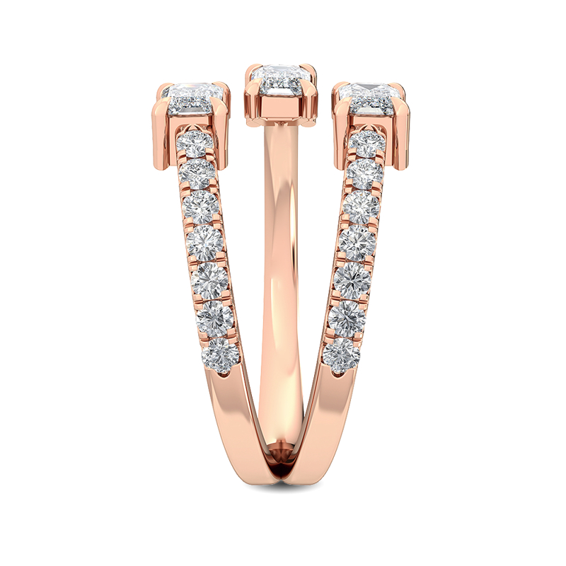 Rose Gold Sonja Emerald Open Lab Grown Diamond Ring (1-1/5ctw)