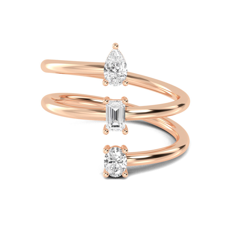 Rose Gold Tres Lab Grown Diamond Open Ring (3/8ctw)