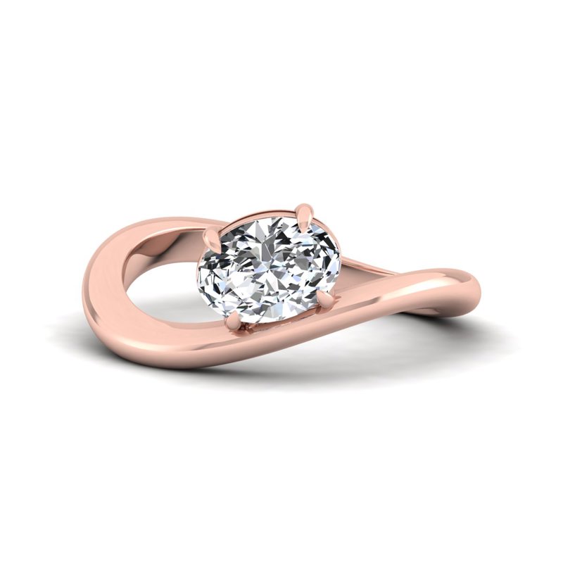 Rose Gold Wave Oval Ring (1ct)