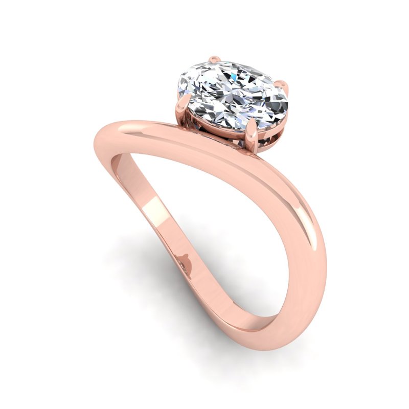 Rose Gold Wave Oval Ring (1ct)