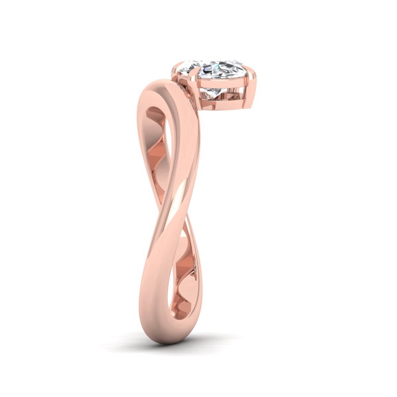 Rose Gold Wave Oval Ring (1ct)