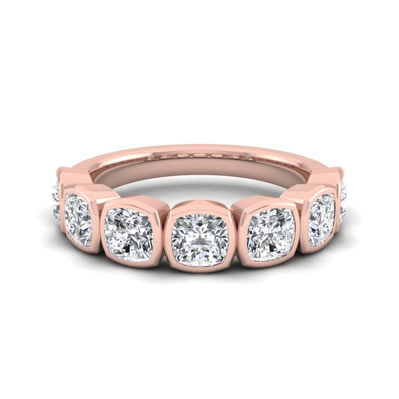 Rose Gold Classic Bezel Cushion Band (1-3/4ctw)