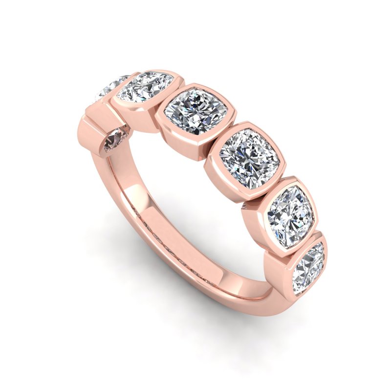 Rose Gold Classic Bezel Cushion Band (1-3/4ctw)