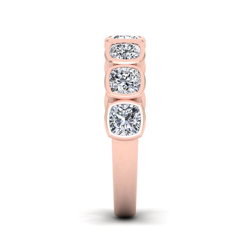 Rose Gold Classic Bezel Cushion Band (1-3/4ctw)