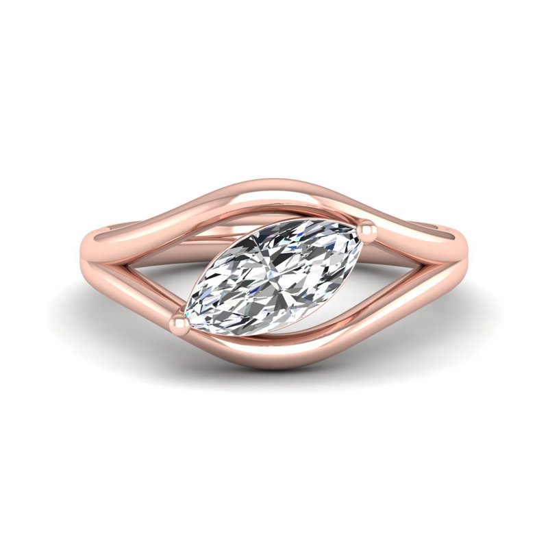 Rose Gold Marquise Split Ring (1ct)