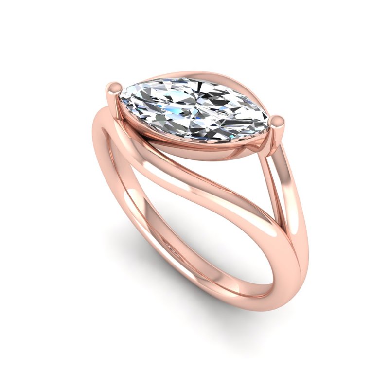 Rose Gold Marquise Split Ring (1ct)
