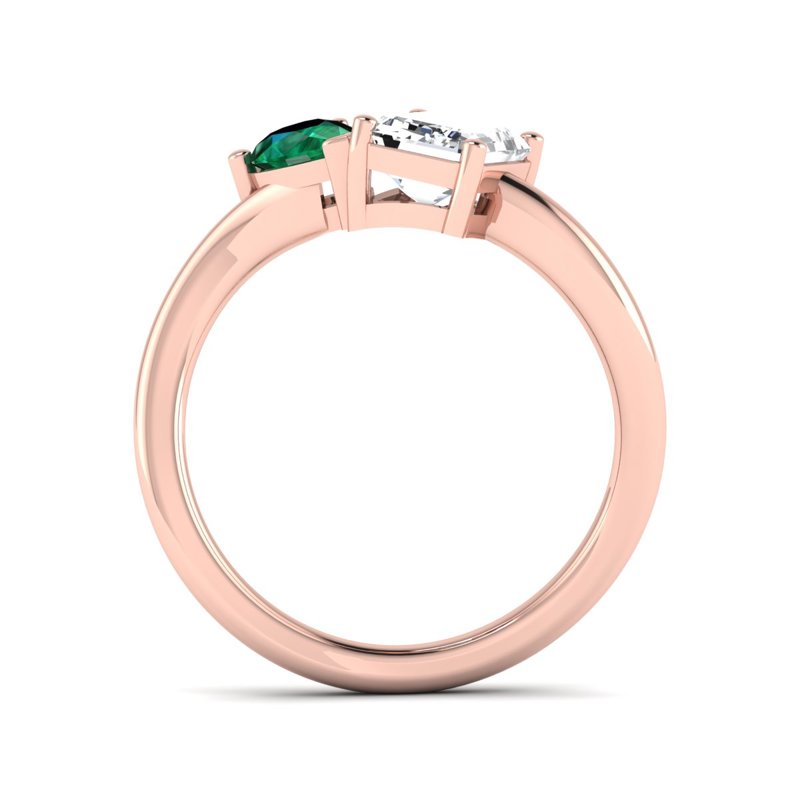 Rose Gold Toi Et Moi Emerald & 1-1/2ct Emerald