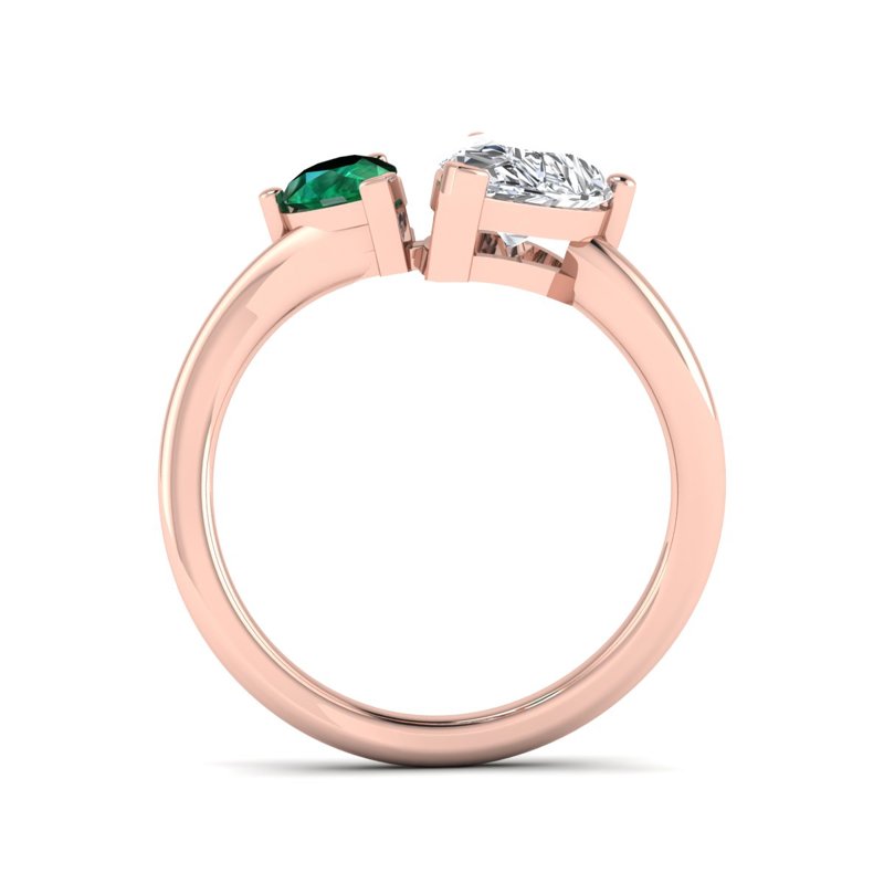 Rose Gold Toi Et Moi Emerald & 1-1/2ct Pear