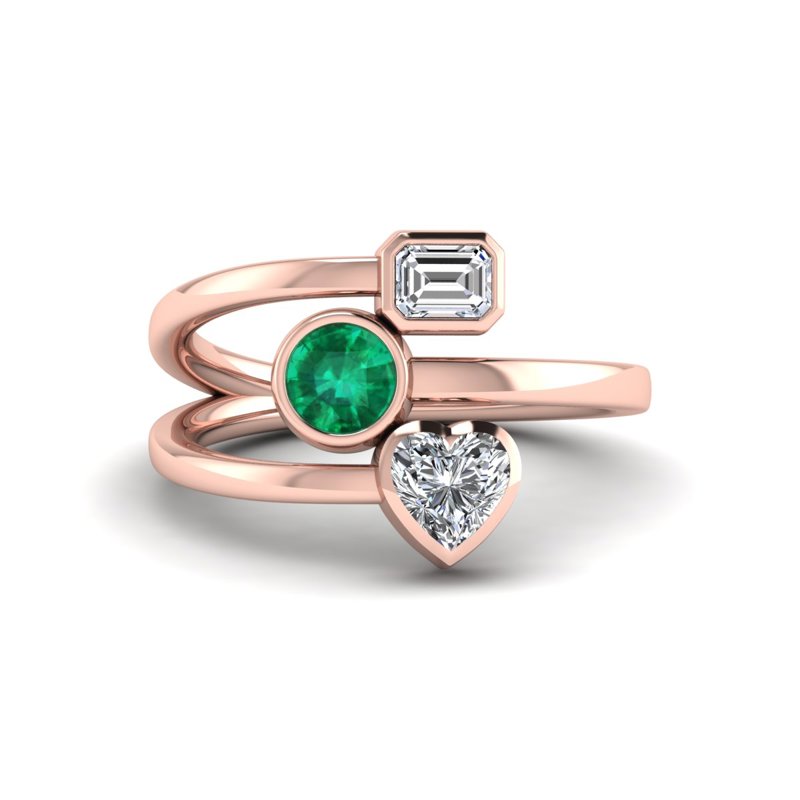 Rose Gold Pascal Emerald & Diamond Ring