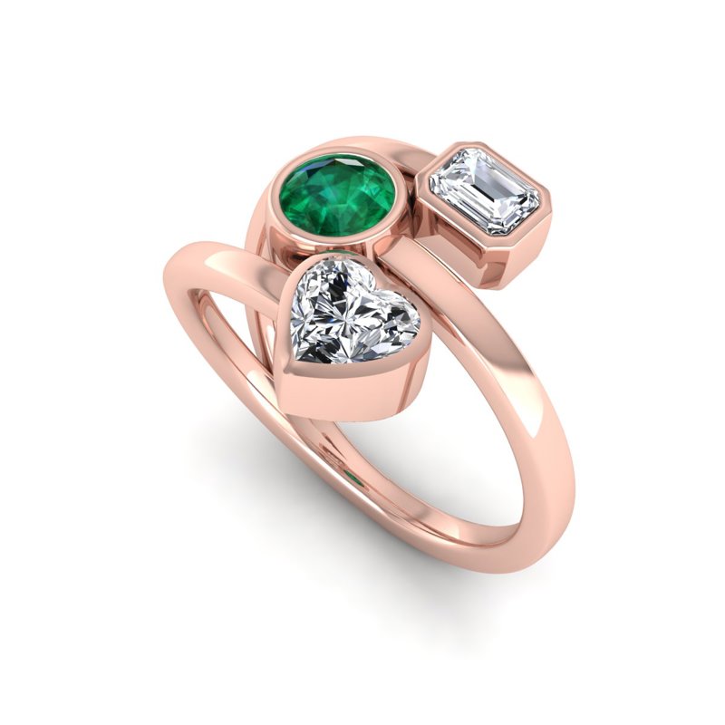 Rose Gold Pascal Emerald & Diamond Ring