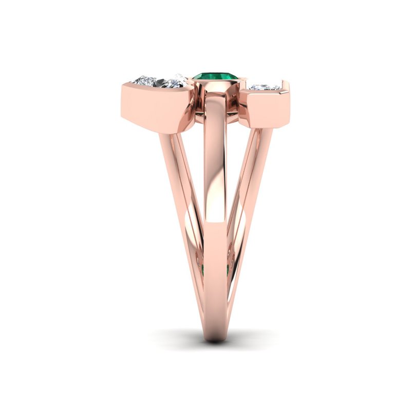 Rose Gold Pascal Emerald & Diamond Ring