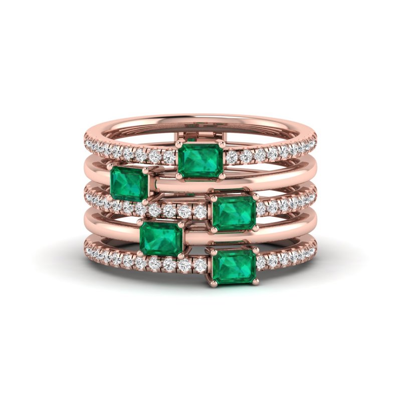 Rose Gold Evengiline Emerald Ring