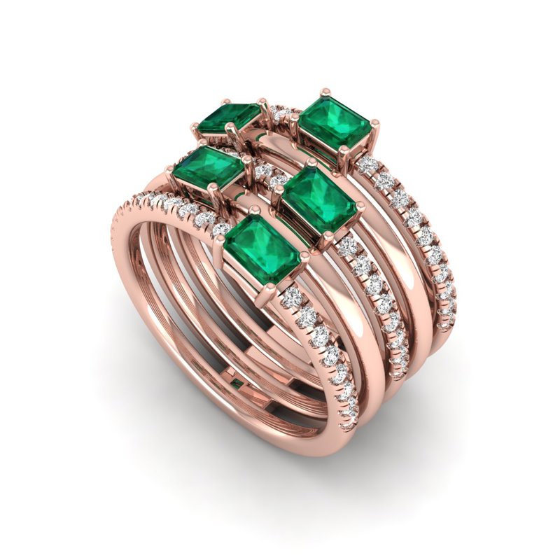 Rose Gold Evengiline Emerald Ring
