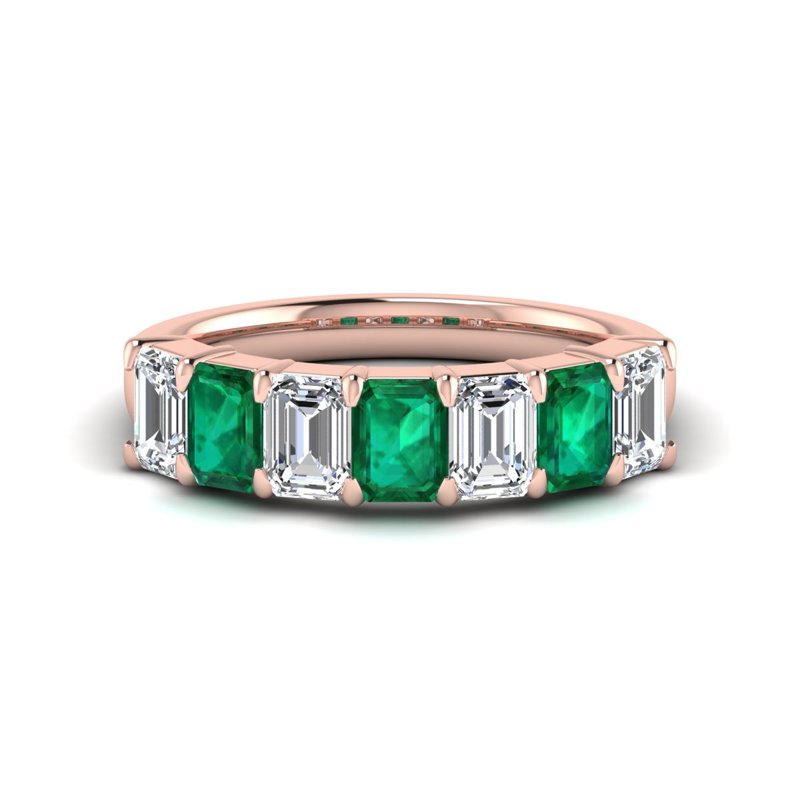 Rose Gold Emerald & Diamond Band