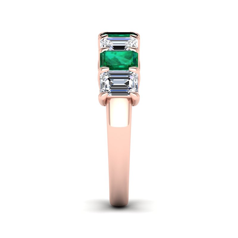 Rose Gold Emerald & Diamond Band