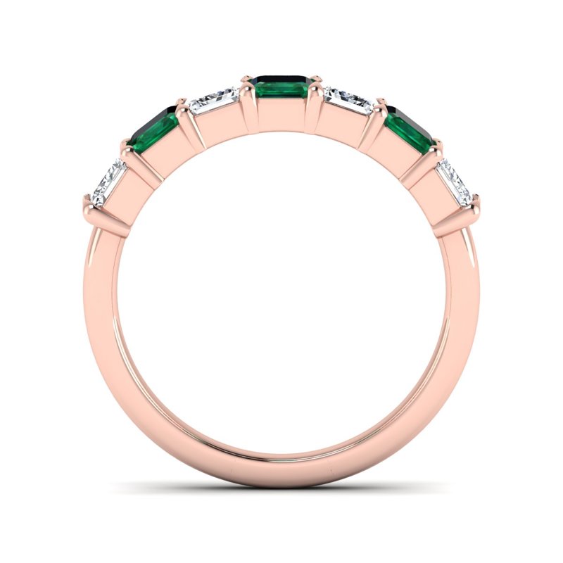 Rose Gold Emerald & Diamond Band