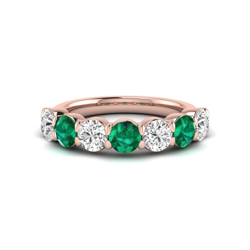 Rose Gold Classic Emerald & Diamond Band