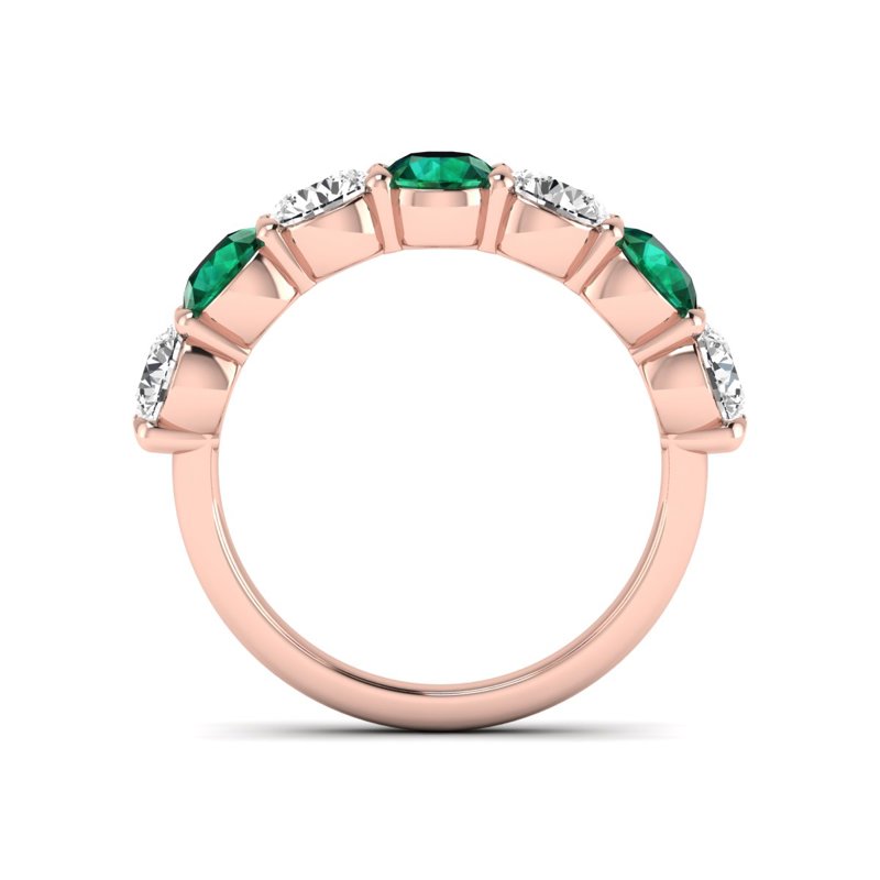 Rose Gold Classic Emerald & Diamond Band