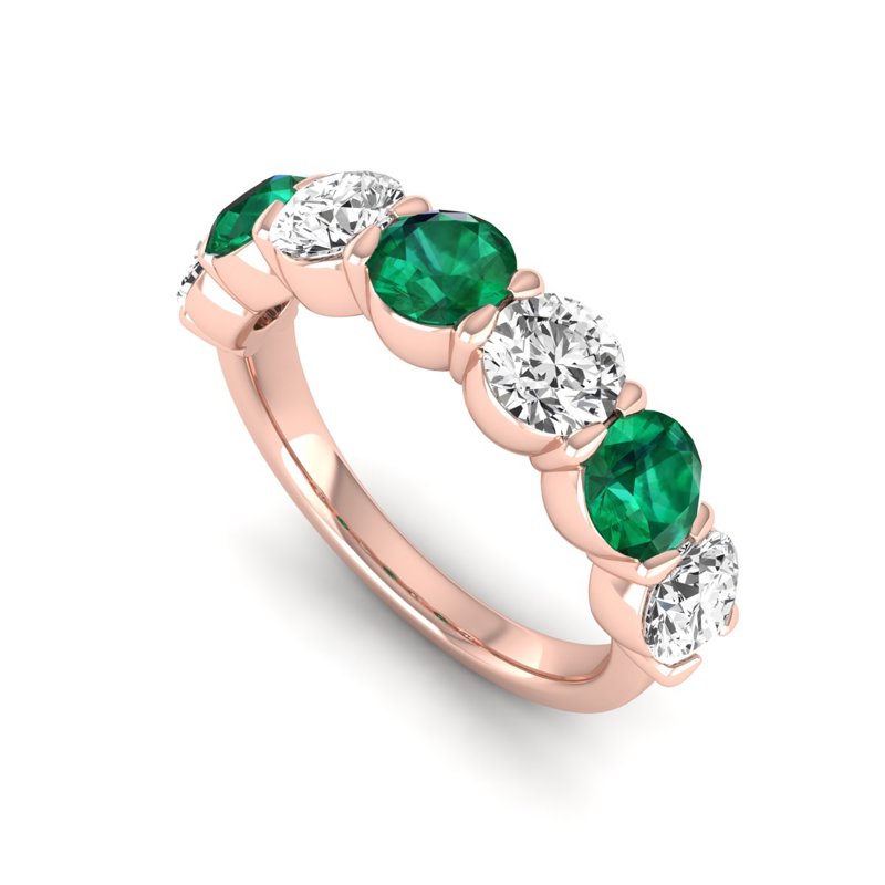 Rose Gold Classic Emerald & Diamond Band