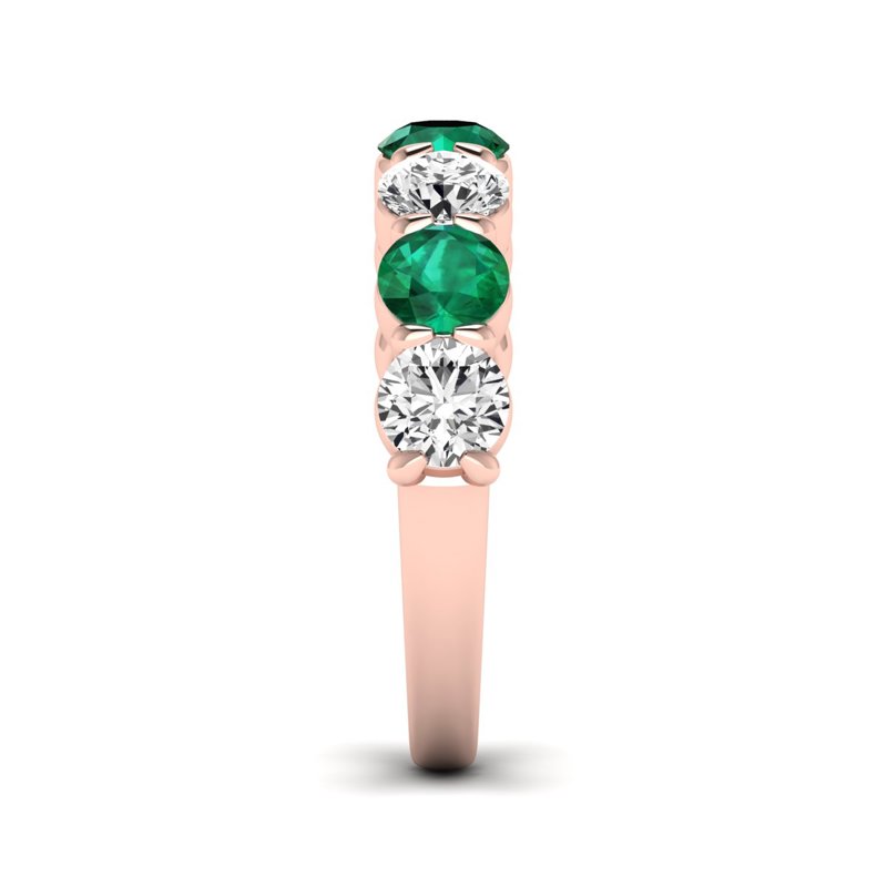 Rose Gold Classic Emerald & Diamond Band