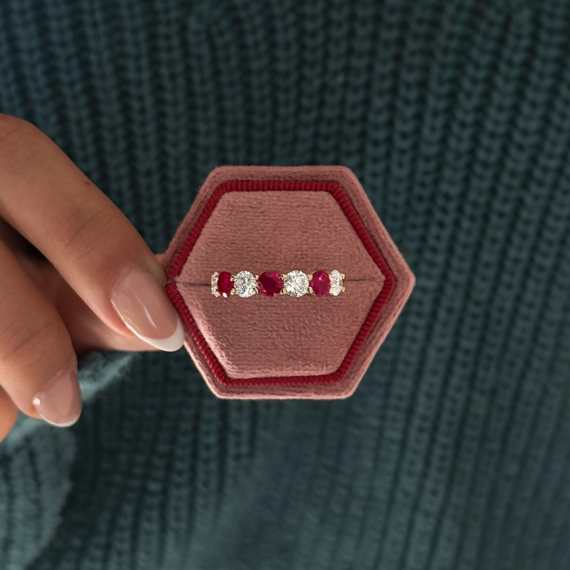 Rose Gold Classic Emerald & Diamond Band