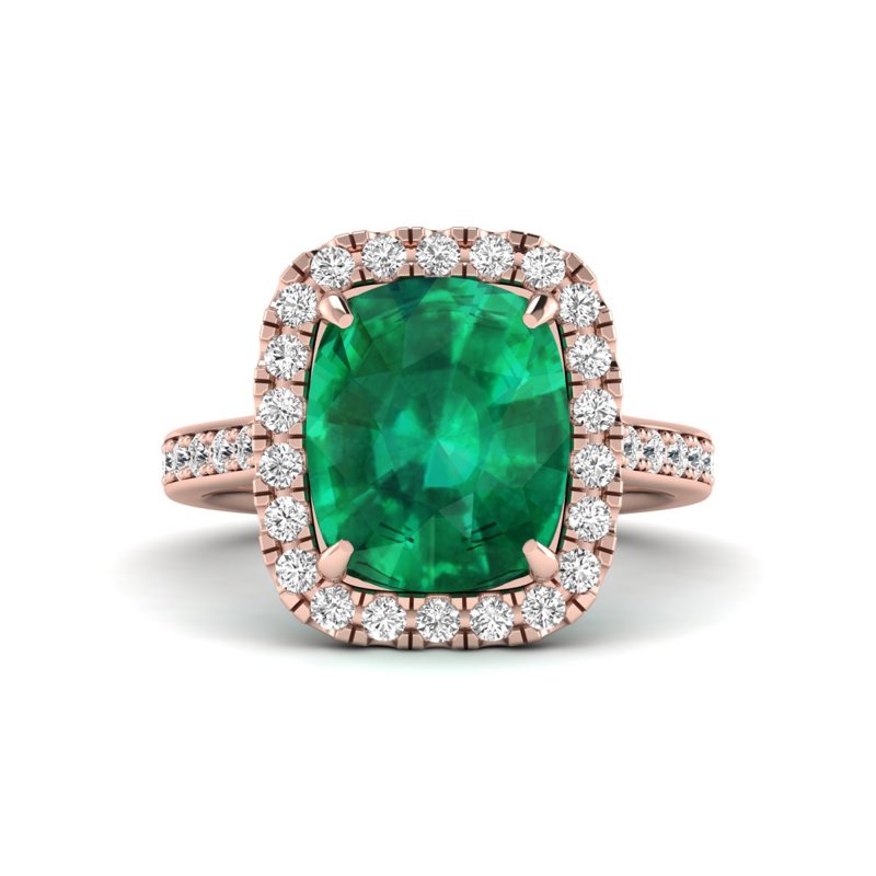 Rose Gold Diana Emerald Halo Ring