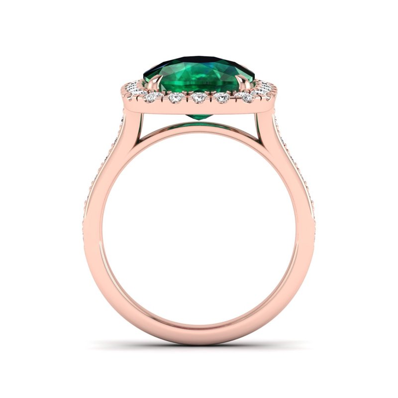 Rose Gold Diana Emerald Halo Ring