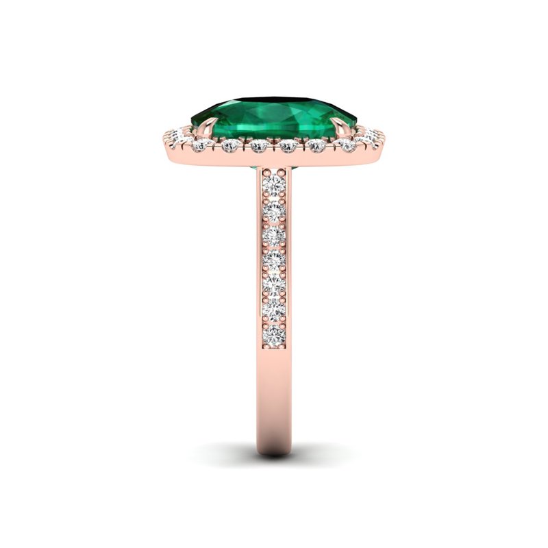 Rose Gold Diana Emerald Halo Ring