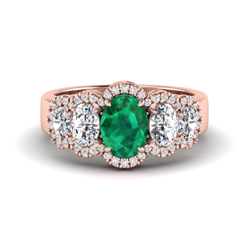 Rose Gold Maisie Emerald Diamond Ring