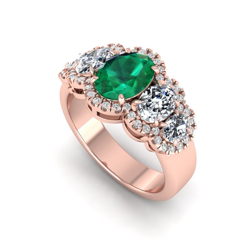 Rose Gold Maisie Emerald Diamond Ring