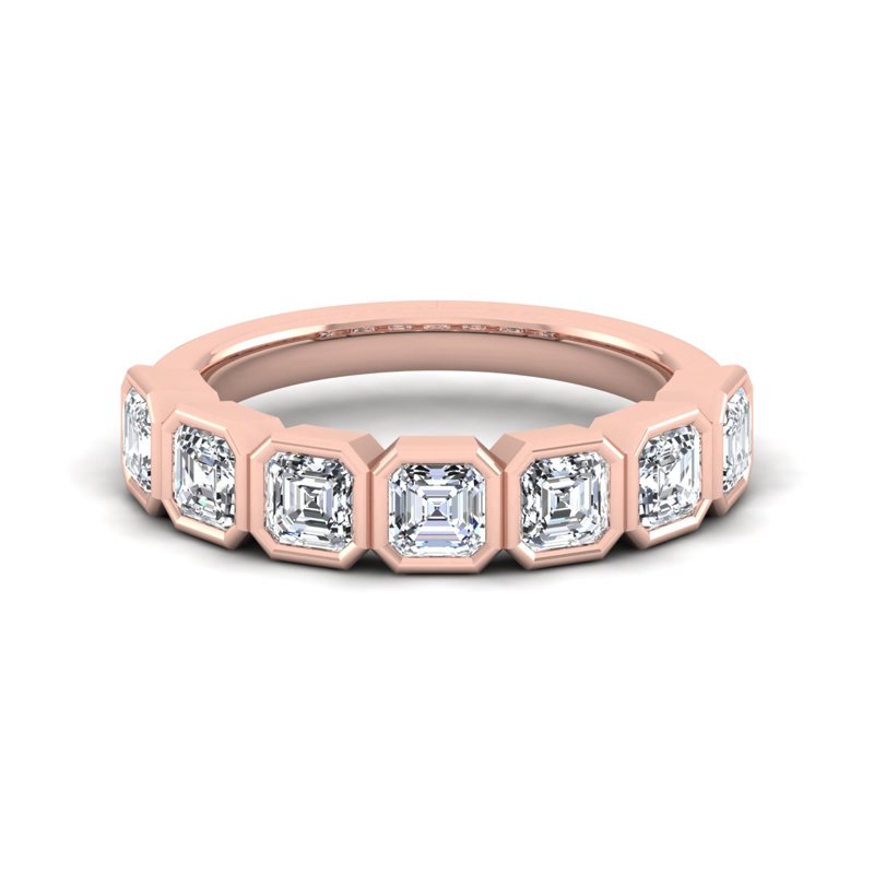 Rose Gold Classic Bezel Asscher Band (2ctw)