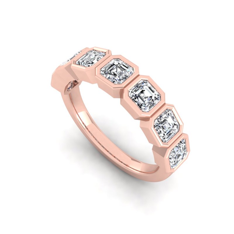 Rose Gold Classic Bezel Asscher Band (2ctw)